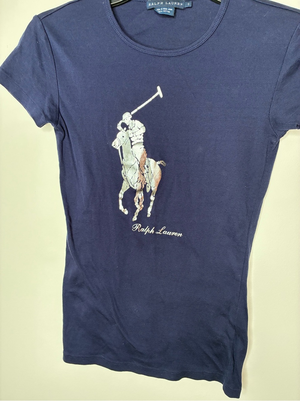 Ralph Lauren Vintage, Girls S Preppy Navy Short Sleeve Polo Player Logo Tee